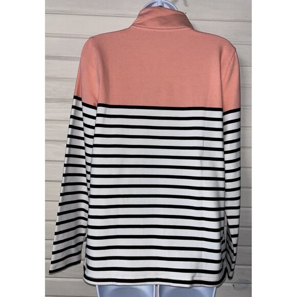 T by Talbots Sz SMALL Colorblock Half Button Pullover Top Tunic French Terry EUC - Picture 9 of 11